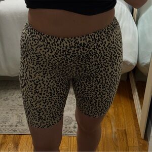 Adika Black and Tan Leopard Print Bike Shorts